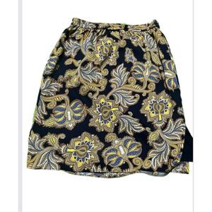 Loft navy blue floral skirt size extra small ￼